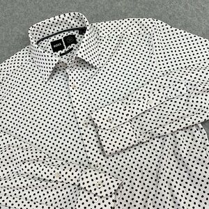 Boss Slim Fit Performance Button Shirt White Printed Stretch Fabric Size Small